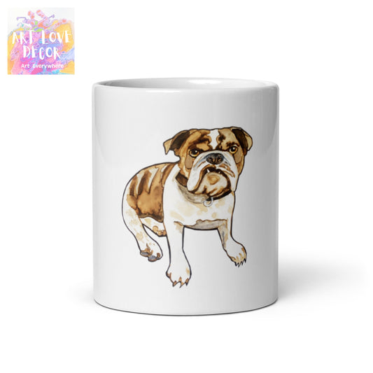 Bull Dog White glossy mug