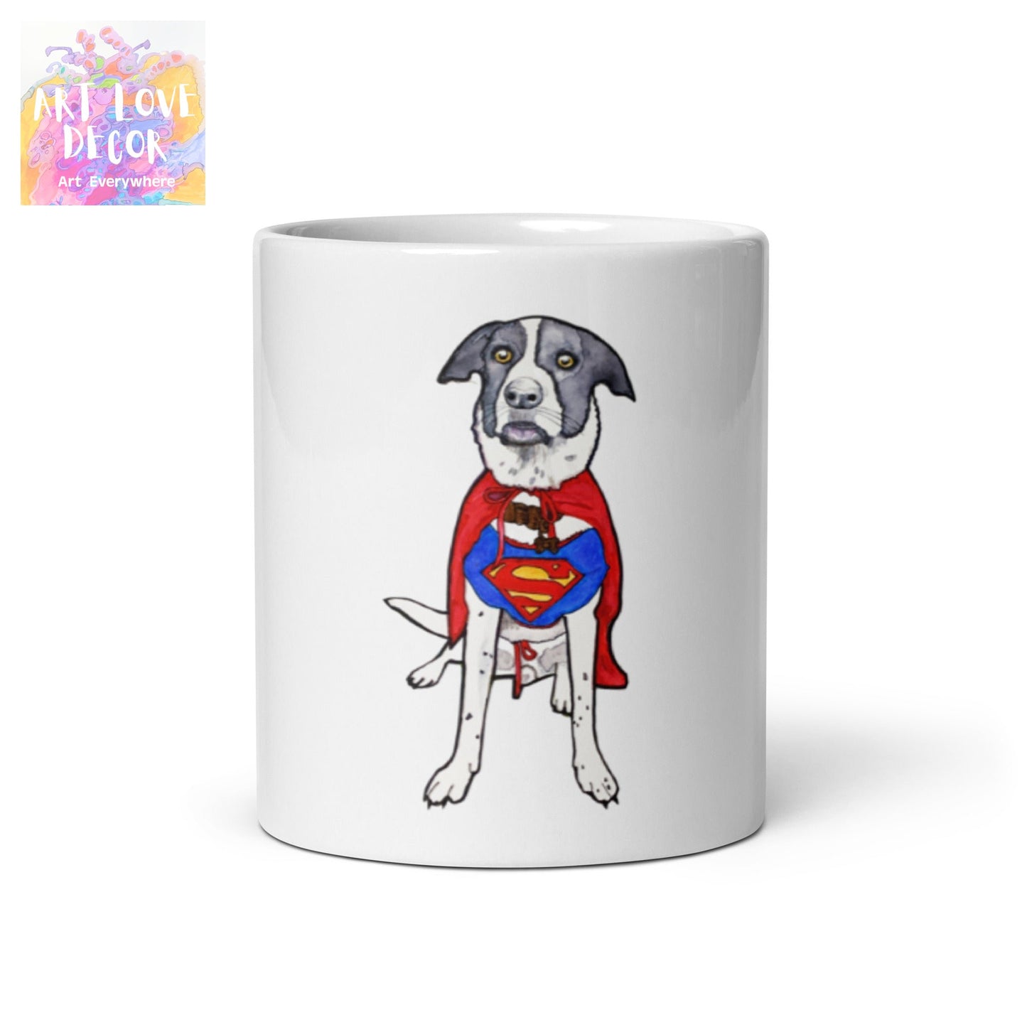 Superman Dog White glossy mug