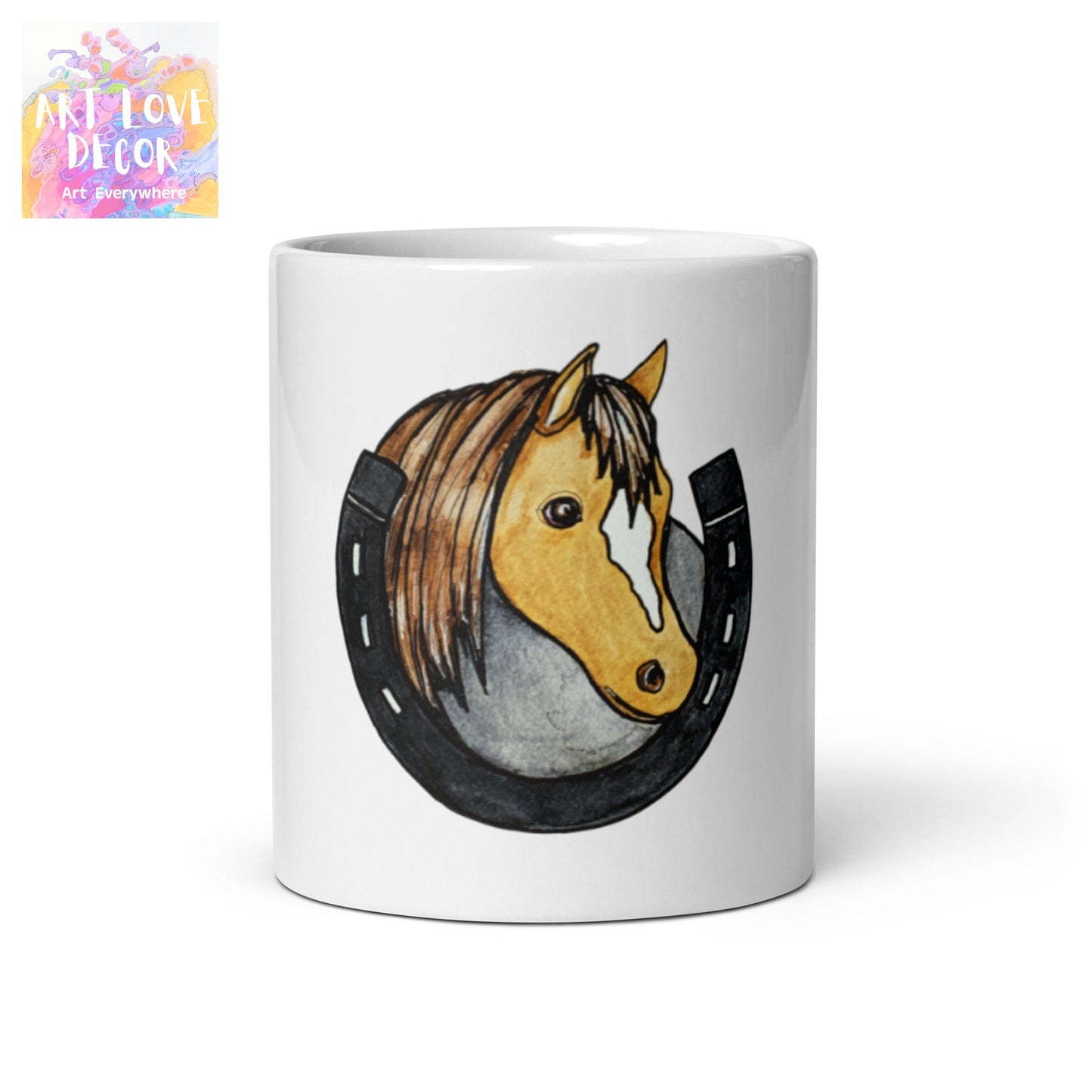 Horseshoe Horse White glossy mug