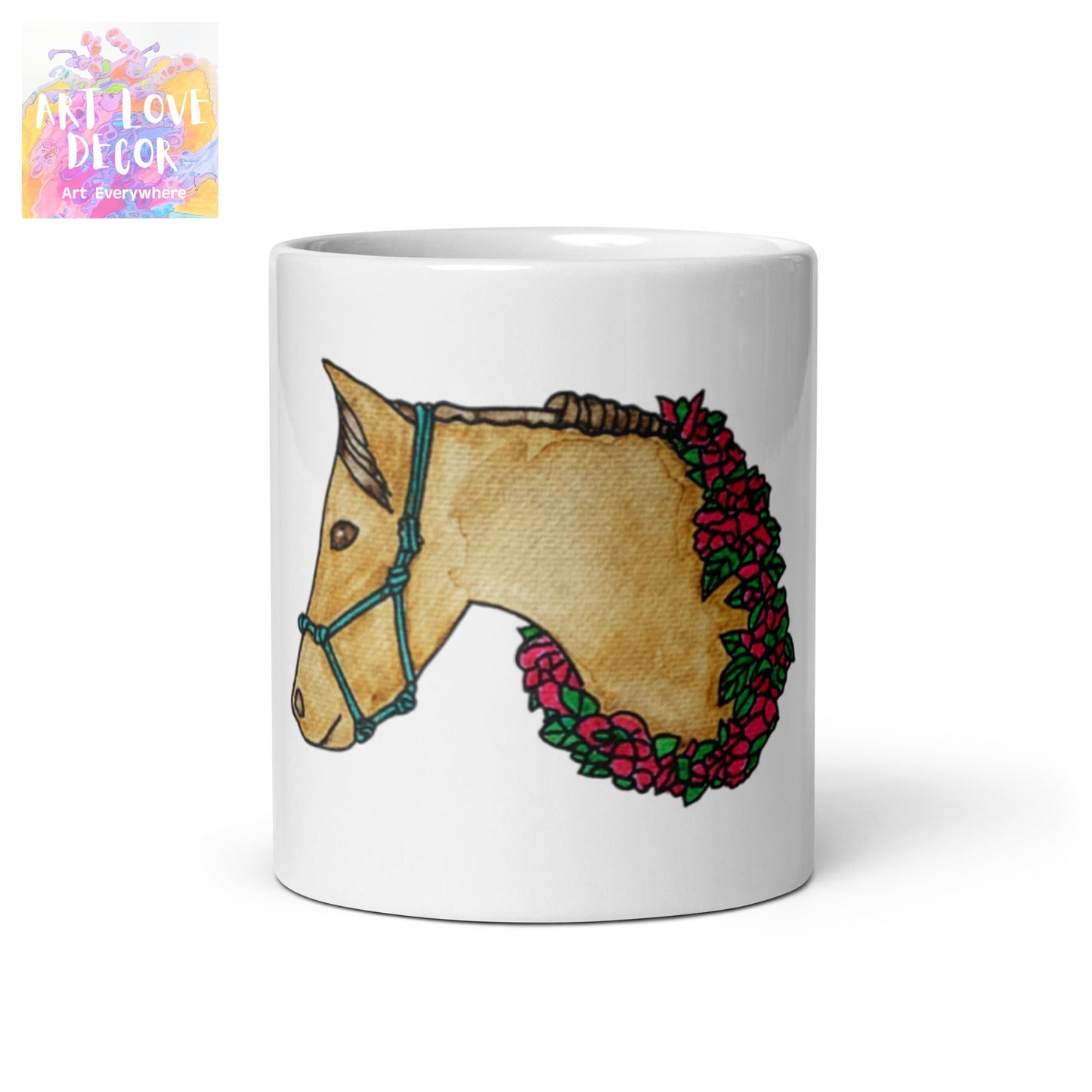 Garland Horse White glossy mug