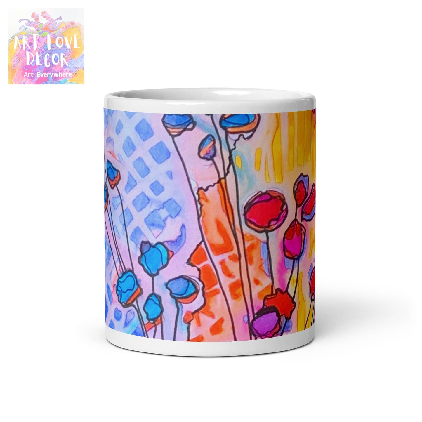 Flower Pot Abstract White glossy mug - Art Love Decor