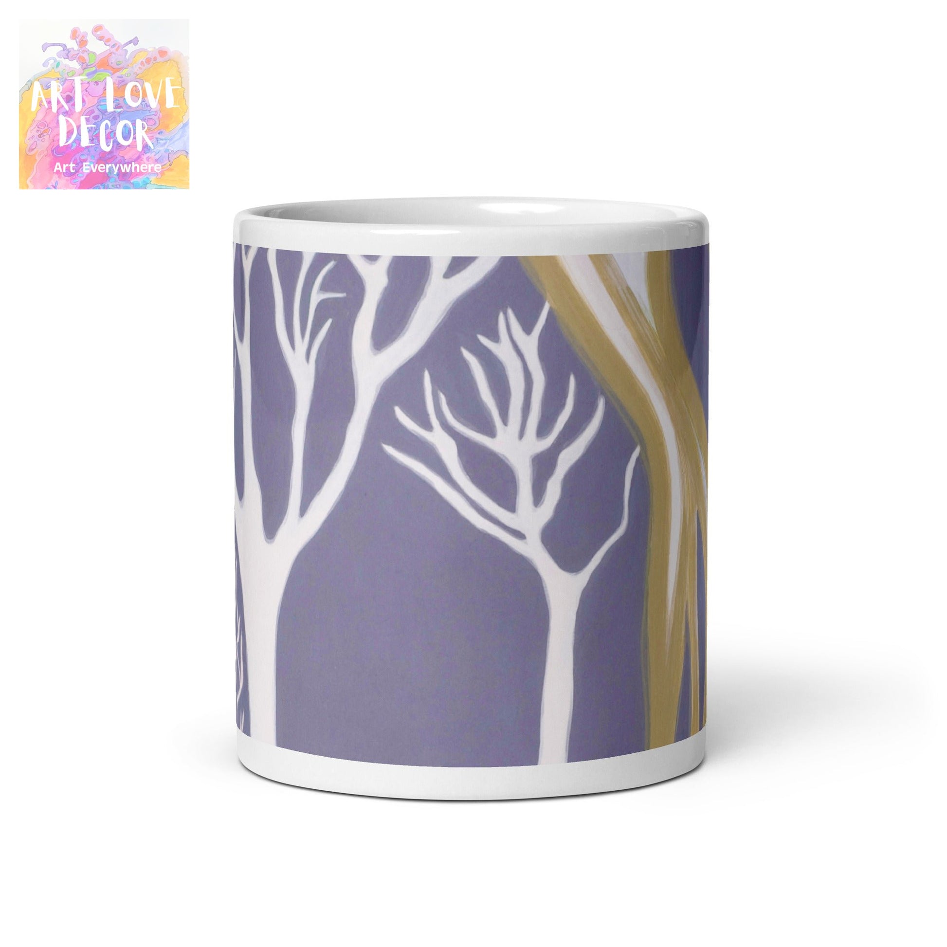 Madrone Trees Abstract White glossy mug - Art Love Decor
