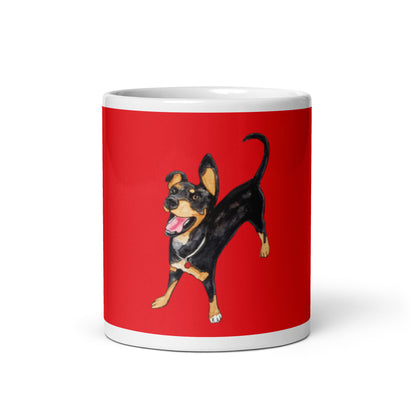 Happy Dog red glossy mug