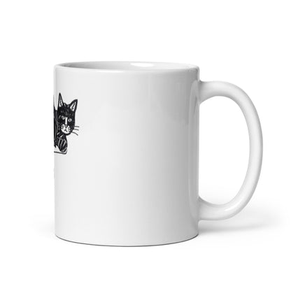 Striped Cat White glossy mug