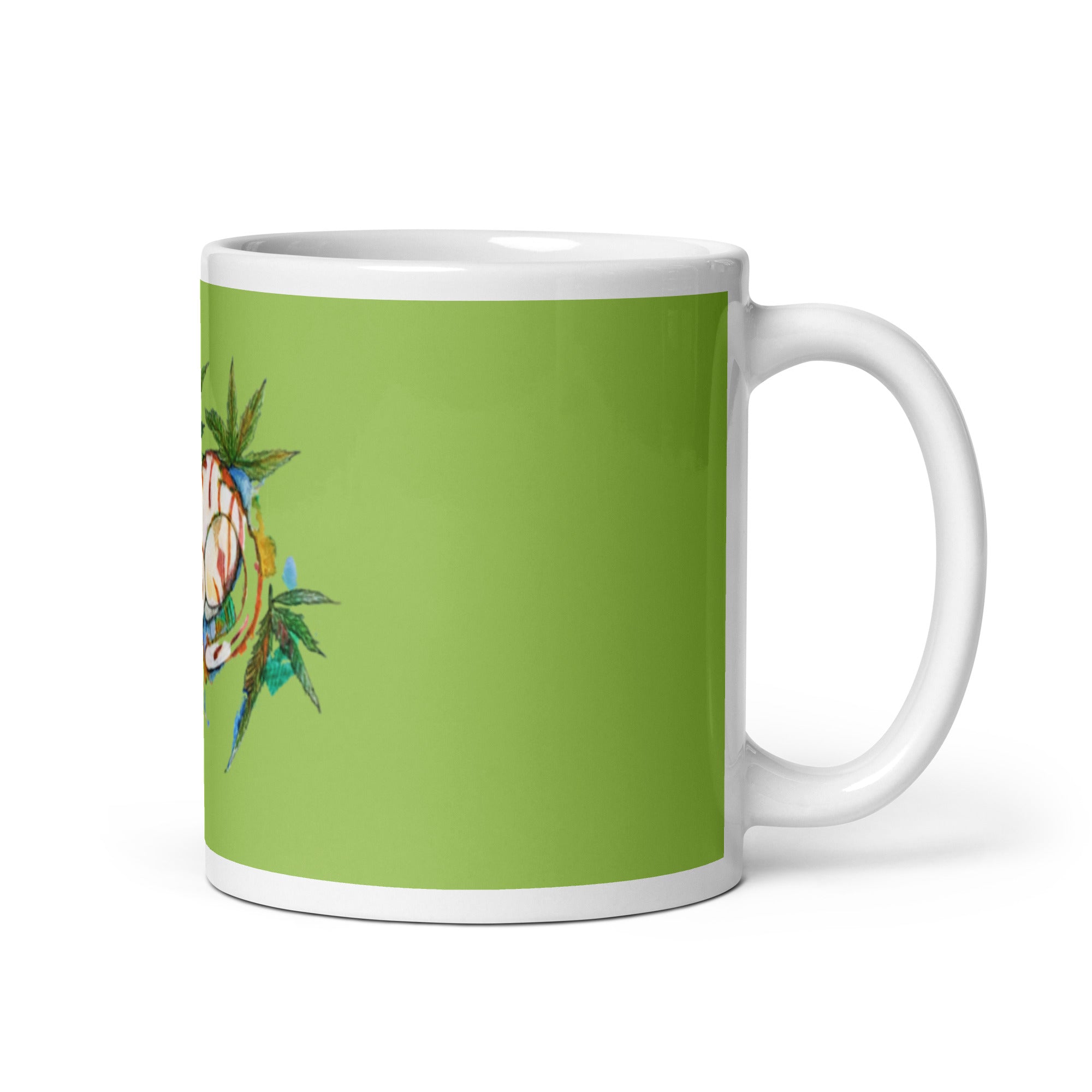 Cannabis Cat White glossy mug - Art Love Decor