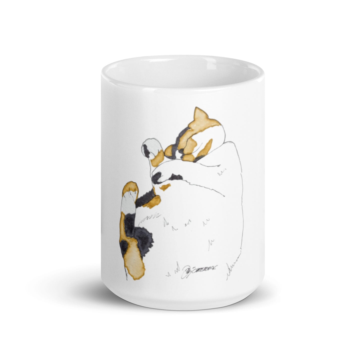 Sleeping Kitty White glossy mug