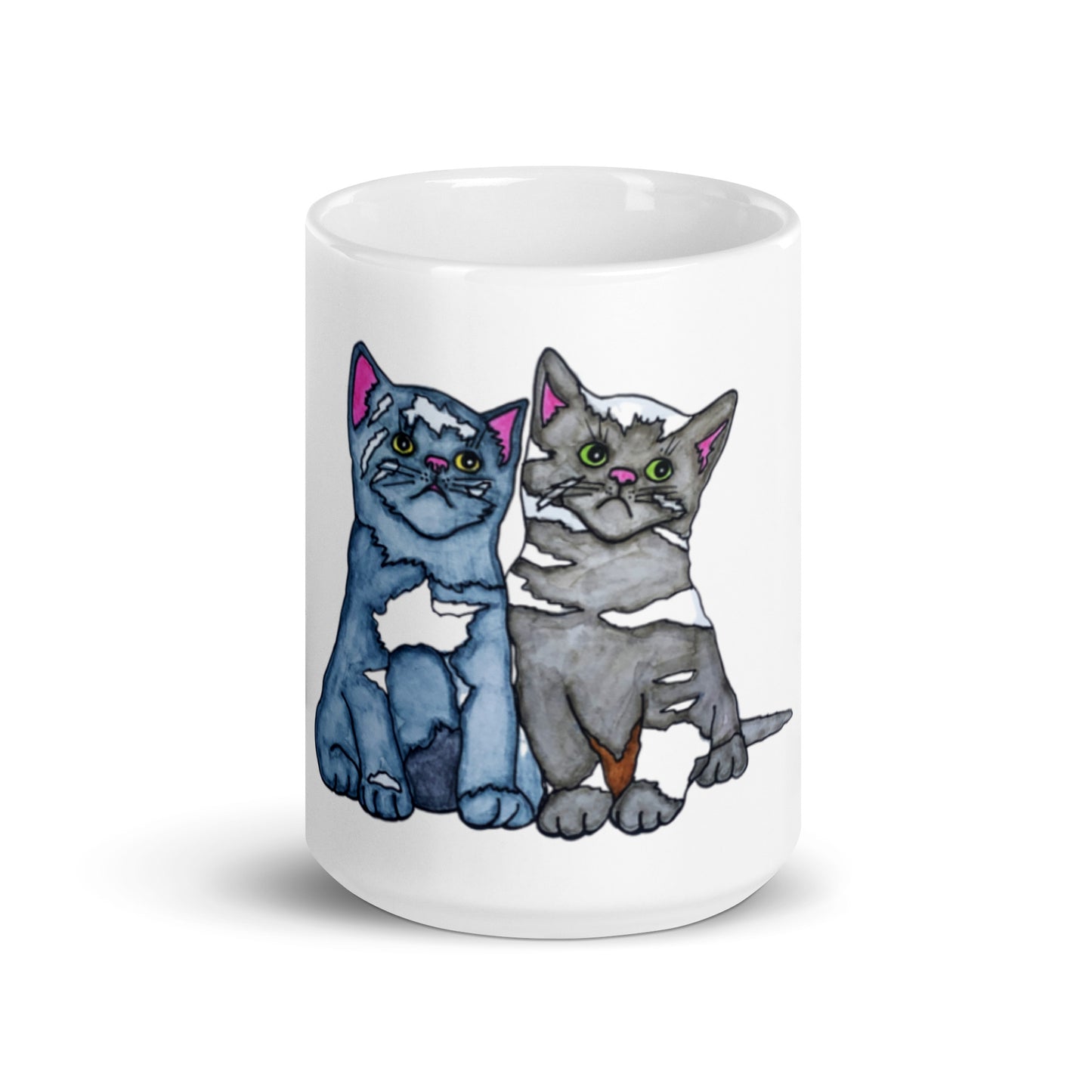 Two Cats White glossy mug