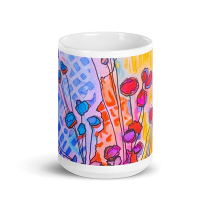 Flower Pot Abstract White glossy mug
