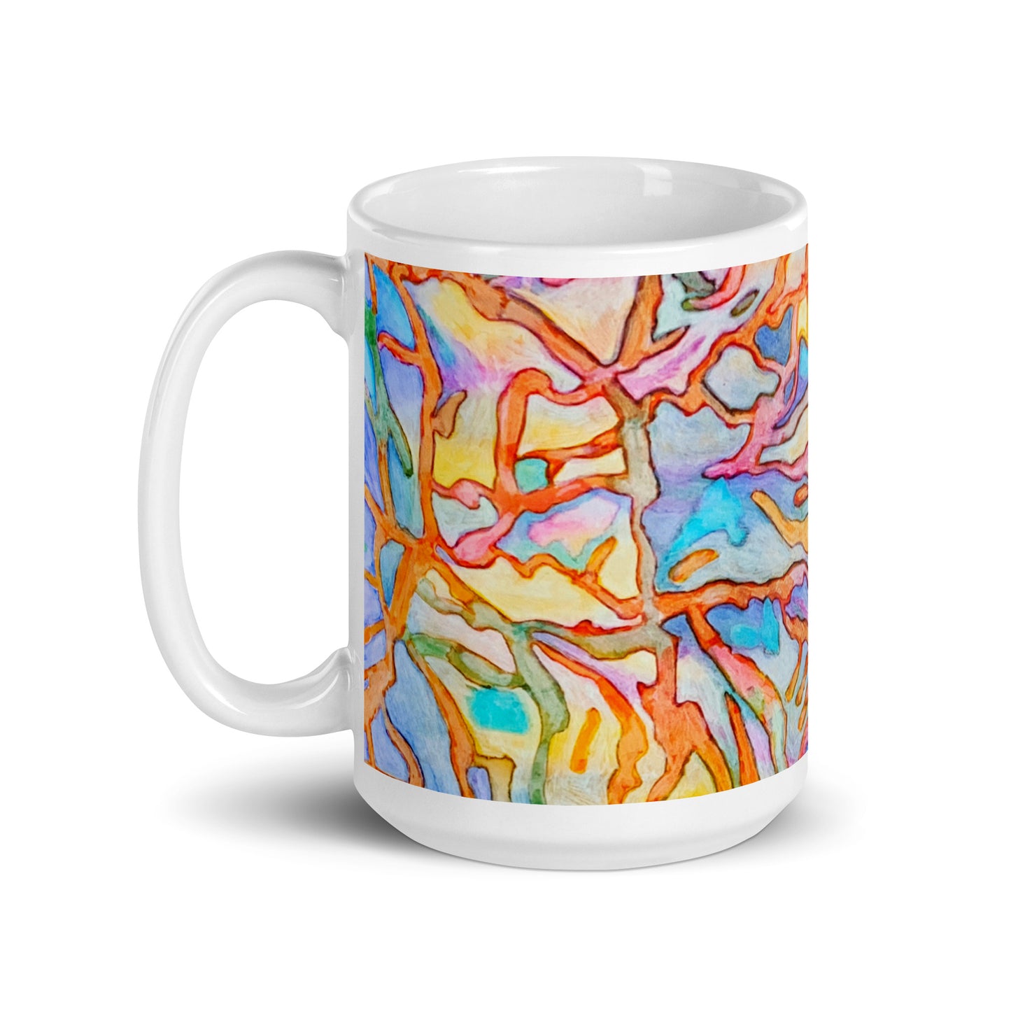Coral Reef Abstract White glossy mug
