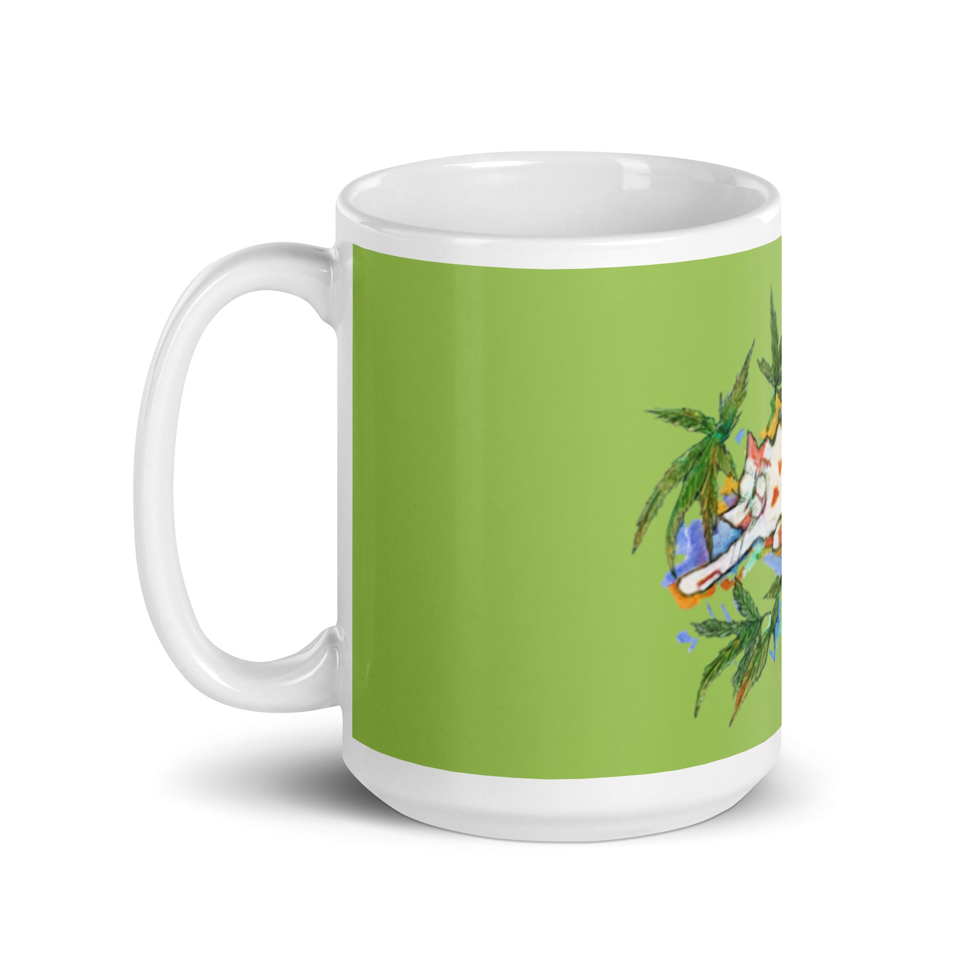 Cannabis Cat White glossy mug - Art Love Decor