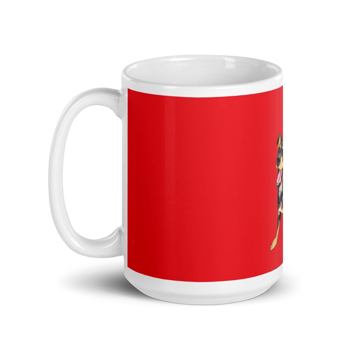 Happy Dog red glossy mug