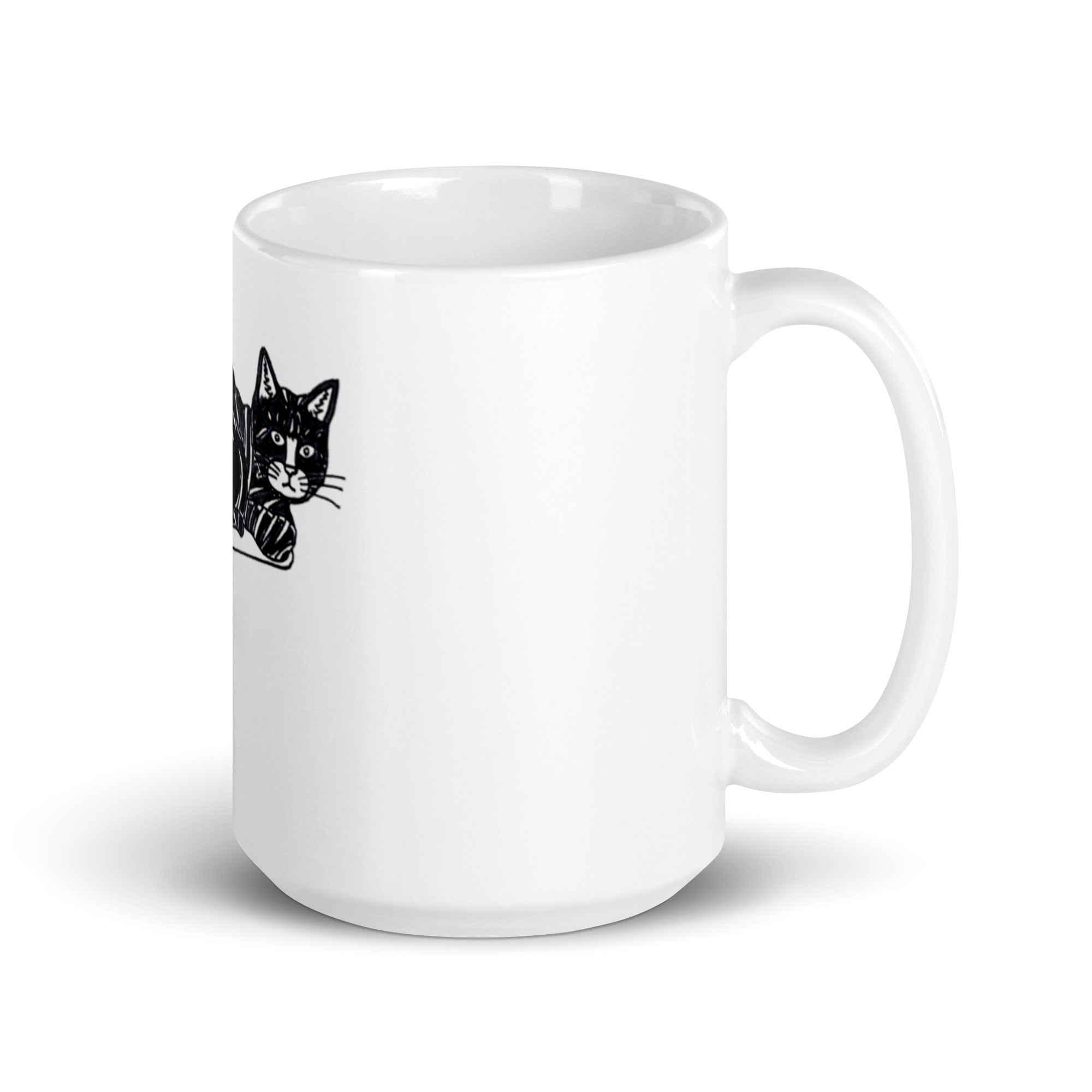 Striped Cat White glossy mug - Art Love Decor