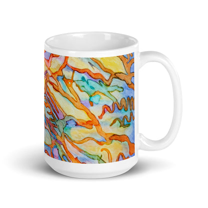 Coral Reef Abstract White glossy mug