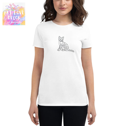 Linear Cat Women's short sleeve t-shirt